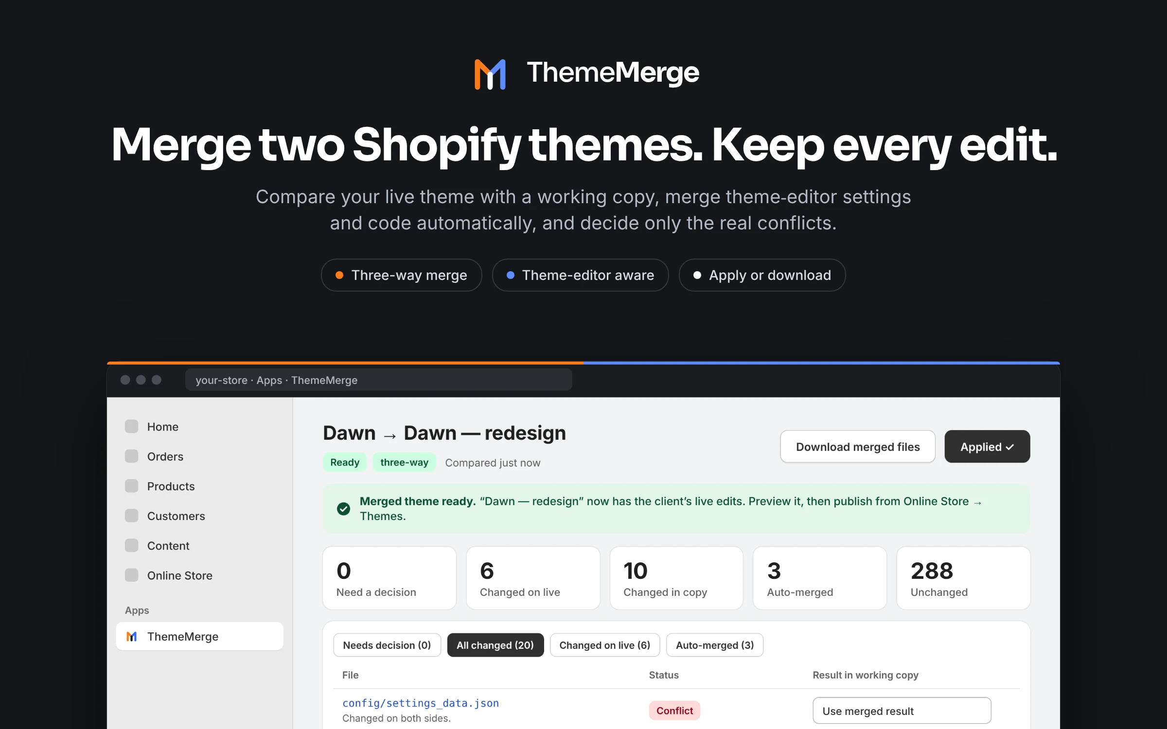 ThemeMerge screenshot